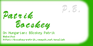 patrik bocskey business card